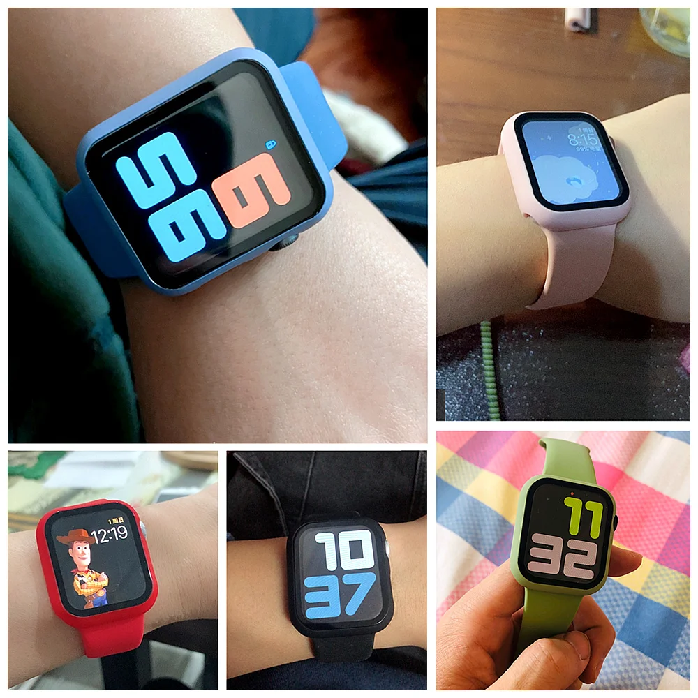 

Glass+Case+strap For Apple Watch Band 44mm 40mm iWatch band 42mm 38mm silicone bumper+bracelet apple watch 4 3 5 SE 6