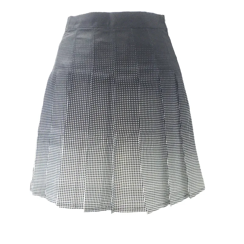 

New Summer Vintage High Waist Women Skirts Black Gray Gradient Pleated Skirt Female Cute College Style Student Uniform Skirt