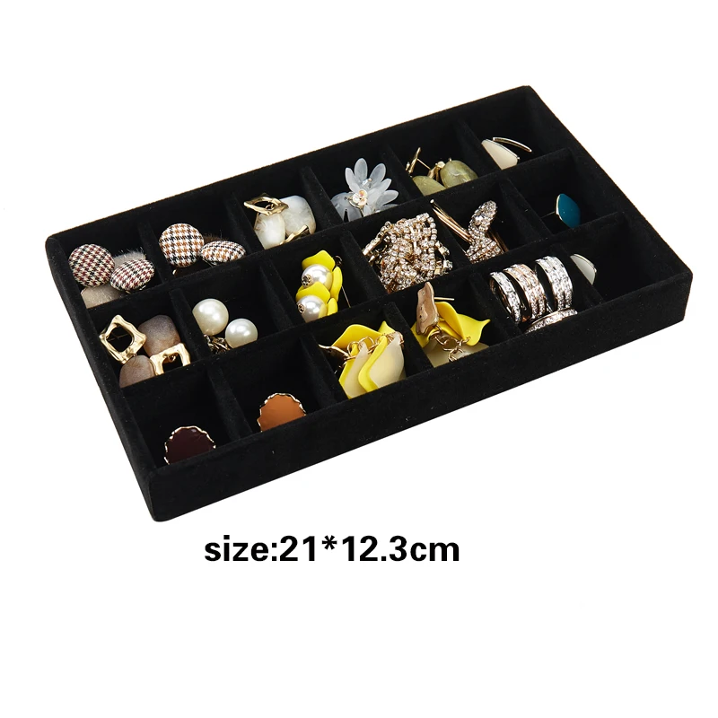 Black Drawer Velvet Jewelry Storage Tray Ring Bracelet Gift Box Jewellery Organizer Earring Holder Jewelry Display Case images - 6