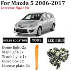 Автомобильные светодиодный светильник лампы 9x, комплект для Салона 2006, 2007, 2008, 2009, Mazda 5, 2010-2006, Canbus, светодиодная карта, купольная лампа для номерного знака