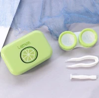 travel convenient contact lens cases container for girl fruit lemon colored contacts lenses case with mirror travel lens kit set