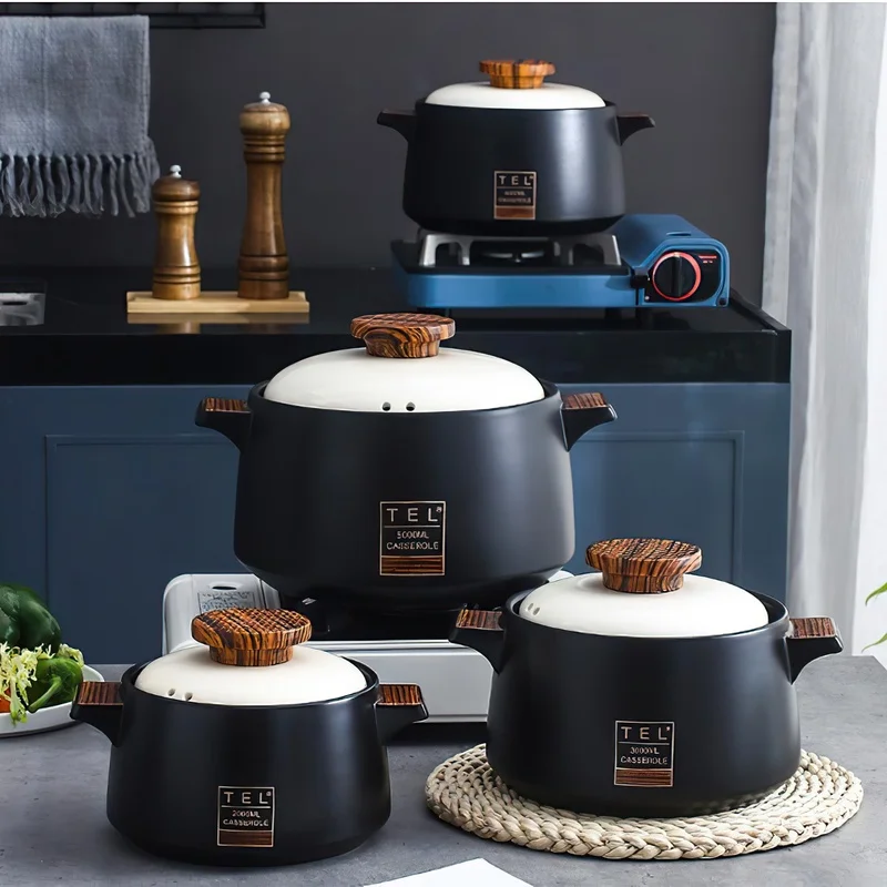 

Ceramic Casserole Soup Pot Stew Cooker Blue High Temperature Resistant Open Fire Saucepan Home Cooking Supplies Kitchen Cookware