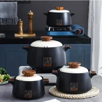 Ceramic Casserole Soup Pot Stew Cooker Blue High Temperature Resistant Open Fire Saucepan Home Cooking Supplies Kitchen Cookware