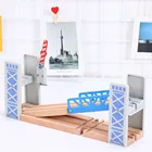 Деревянная железная дорога, набор игрушек, аксессуары, деревянная Двойная колода, мост, гоночные треки, обучающие игрушки для детей, подарок