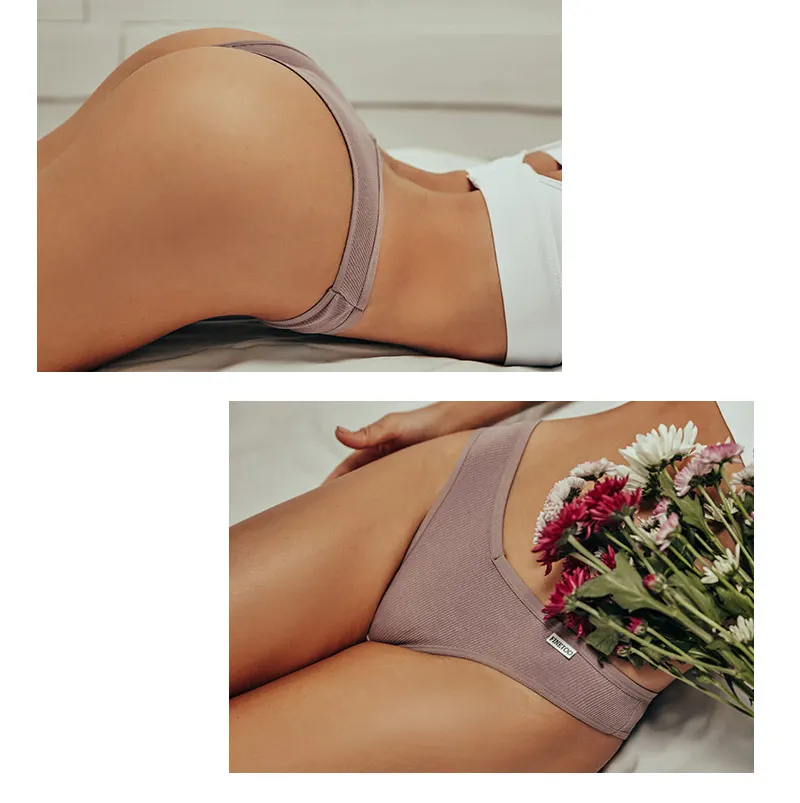 Brazilian Panties Cotton Women's Panties V Waist G-String Underwear Female  T-back Underpants Lady Bikini Panty M-XL