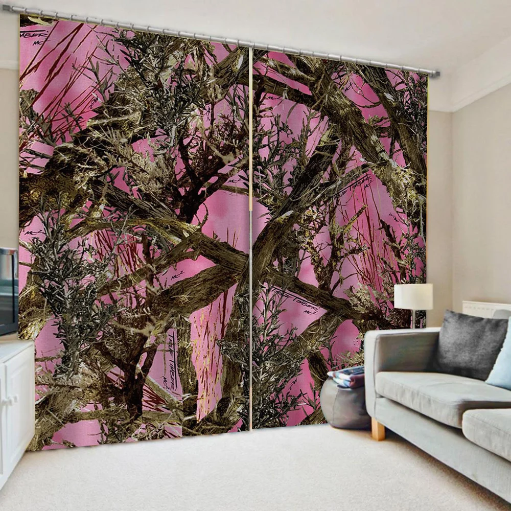 

Роскошные затемняющие 3D шторы для гостиной, спальни, розовые стереоскопические шторы с лесом