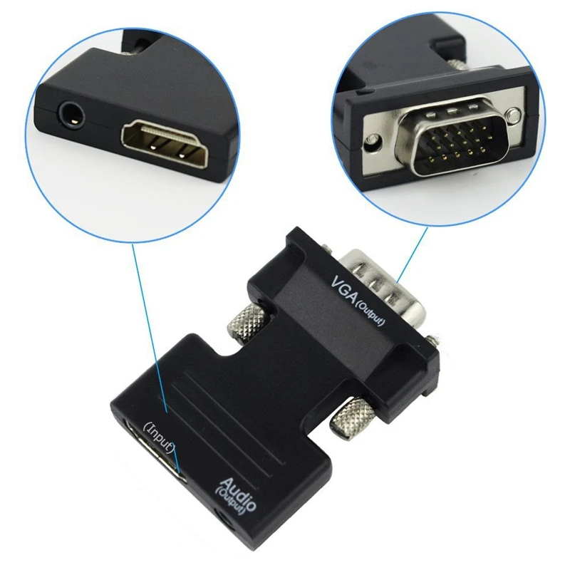 TRUMSOON HDMI совместим с VGA аудиокабелем 1080P адаптер для проектора ПК PS4 DVD HDTV монитора