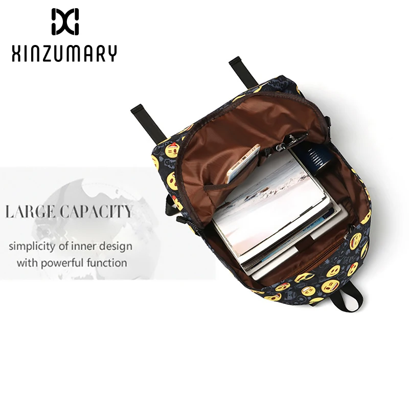 Напечатанный рюкзак с эмоджи bookbag колледж ветер женская сумка на плечо спортивная сумка для отдыха Новая Большая емкость женский рюкзак Горячая