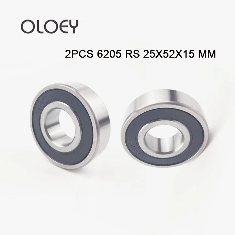

6205 RS 2PCS ABEC-5 6205 2RS Single Row Deep Groove Ball Bearing 25x52x15 mm High Quality 6205-2RS