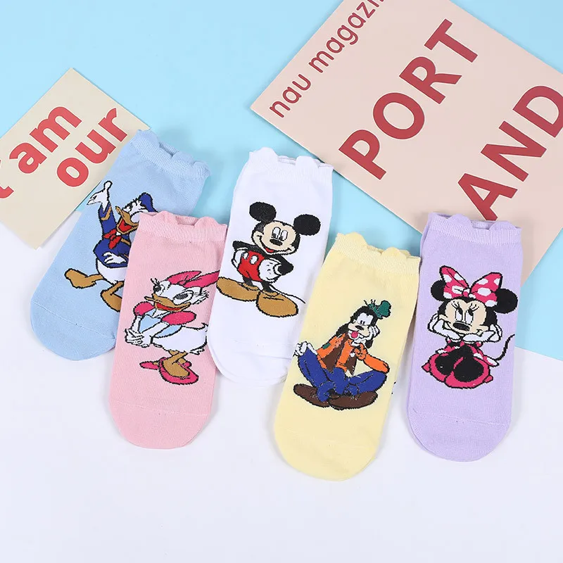5 пар = 10 шт. Disney серии короткие женские носки с Микки Маусом Минни Маус Летние