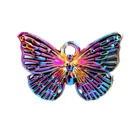 10pcs small butterfly alloy charms pendant accessories rainbow for jewelry making earring necklace metal bulk wholesale