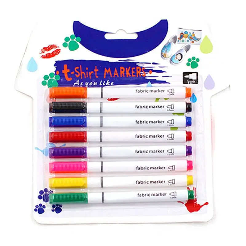 

8Pcs Clothes Textile Markers Fabrics Paint Pens DIY Crafts T-shirt Pigment Painting Pen Writing Liner Marker Pen