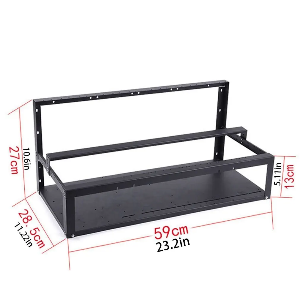 

6 GPU Aluminium Alloy Shell Case Miner Rig Case Open Type with Many Graphics Frame ETH ZEC / Bitcoin Mining