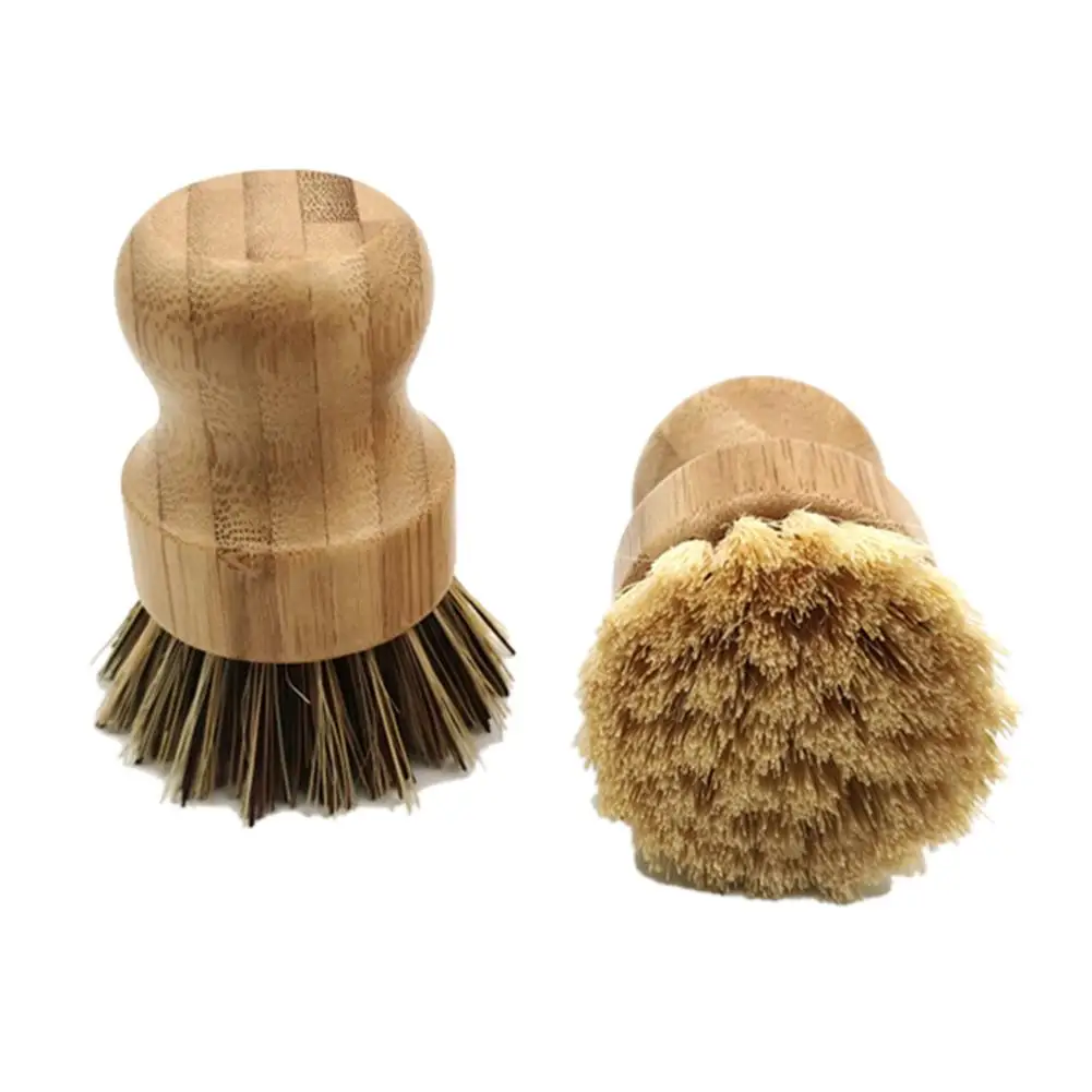 

1pcs Palm Pot Brush Bamboo Round Mini Scrub Brush Natural Scrub Brush Wet Cleaning Scrubber for Wash Dishes Pots Pans Vegetables