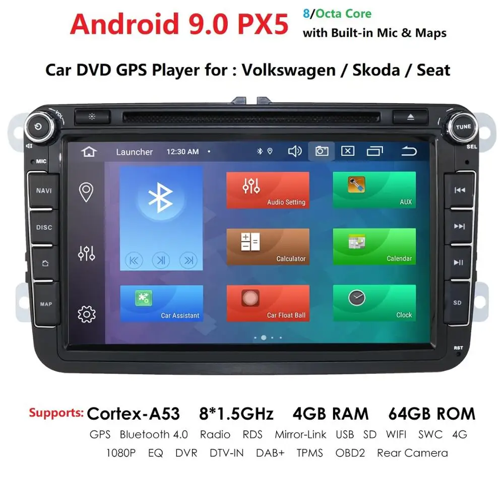 HIZPO 2din Android 9,0 Восьмиядерный 4 Гб ram автомобильный DVD для VW Passat CC Polo GOLF 5 6 Touran EOS T5 Sharan Jetta Tiguan gps Радио bt