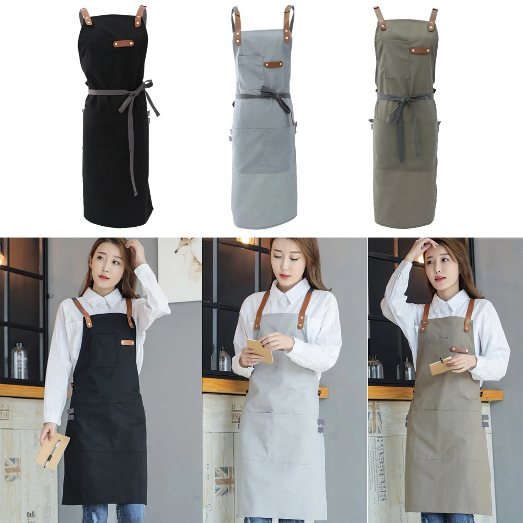 

Adjustable Bib Apron with Pocket Cooking Kitchen Aprons for Women Men Chef