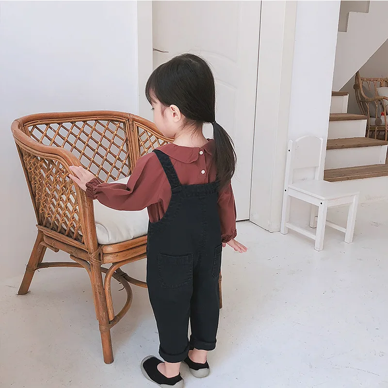 Детский комбинезон на пуговицах однотонный хлопковый в Корейском стиле для