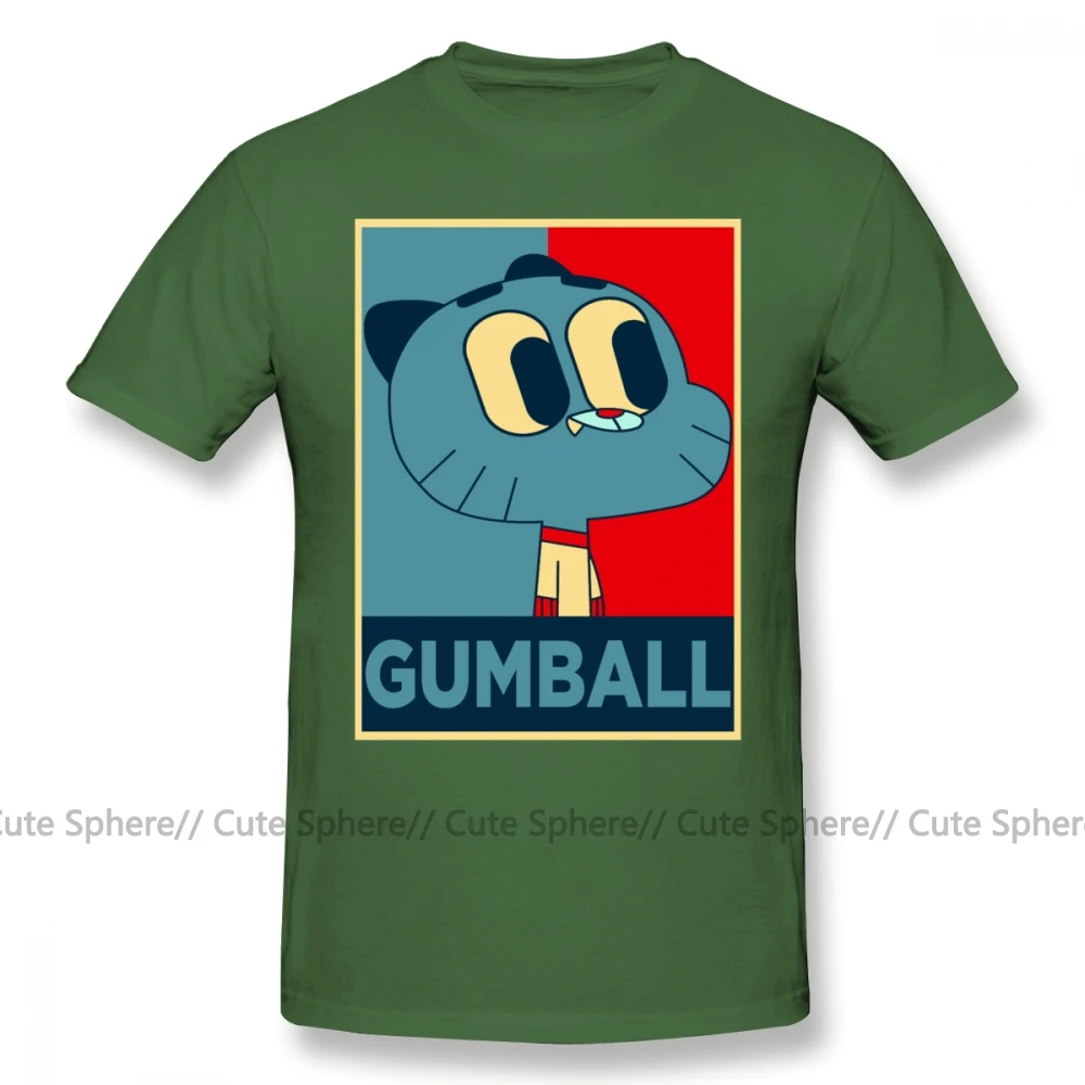 Gumball удивительный мир футболка удивительный мир Gumball 15 футболка с гамболом печатная мужская пляжная хлопковая Футболка 6xl - Цвет: Army Green