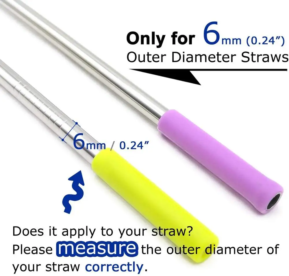 6 мм Пищевая силиконовая соломенная насадка мягкая многоразовая 304 металлическая