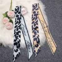 2021 leopard twill 100 silk scarf women brand scarf skinny bag scarves design wrist towel foulard summer neckerchief headband