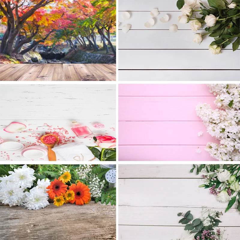 

SHENGYONGBAO Art Fabric Photography Backdrops Prop scenery+ Flower and Wooden Planks Photography Background 200207FK-008