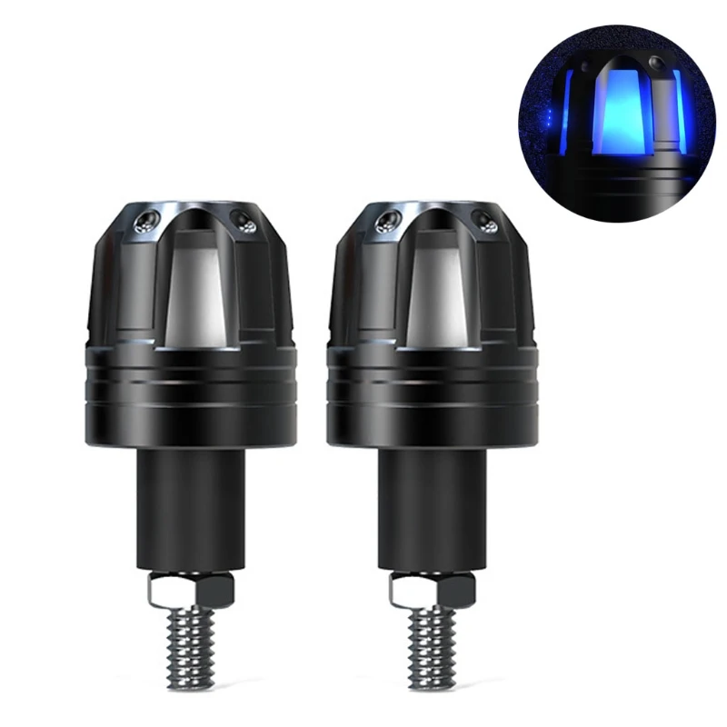 

2 Pcs Motorcycle Handlebar Grip Bar End Plugs with LED Lights Expanding Locking Caps Durable Motorbike Riding Repair Modificatio