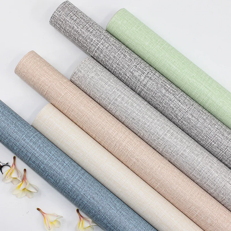 

Modern Living Room Furniture Desktop Waterproof Linen Texture Wallpaper Vinyl Self Adhesive Contact Paper Solid Color Home Decor