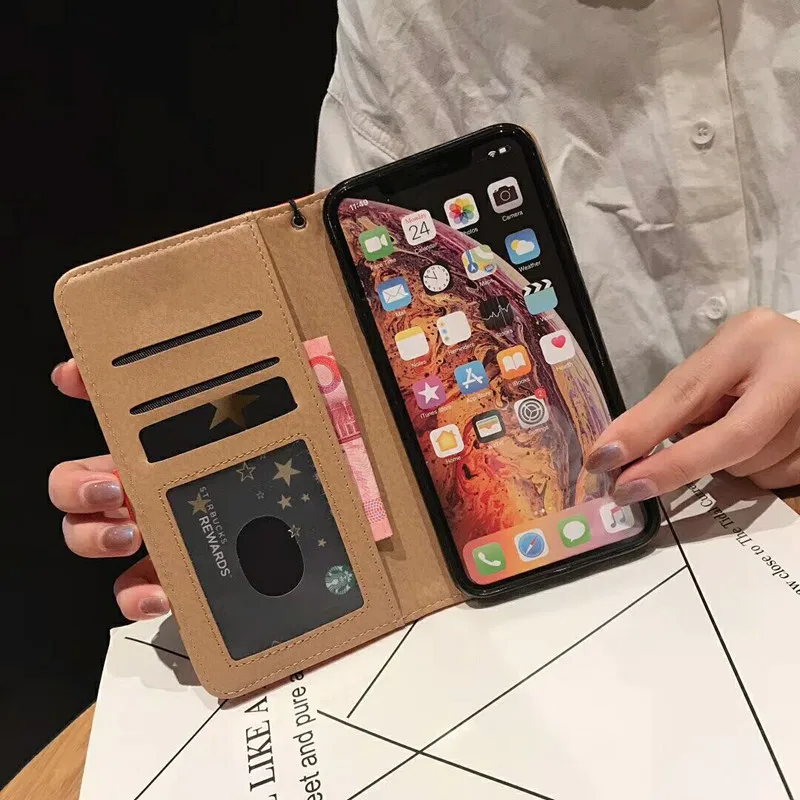 Роскошный брендовый кожаный чехол-кошелек с откидной крышкой для iPhone XR XS MAX 6s 7 8 Plus X, Прочный Магнитный чехол с держателем для карт, наличные слоты