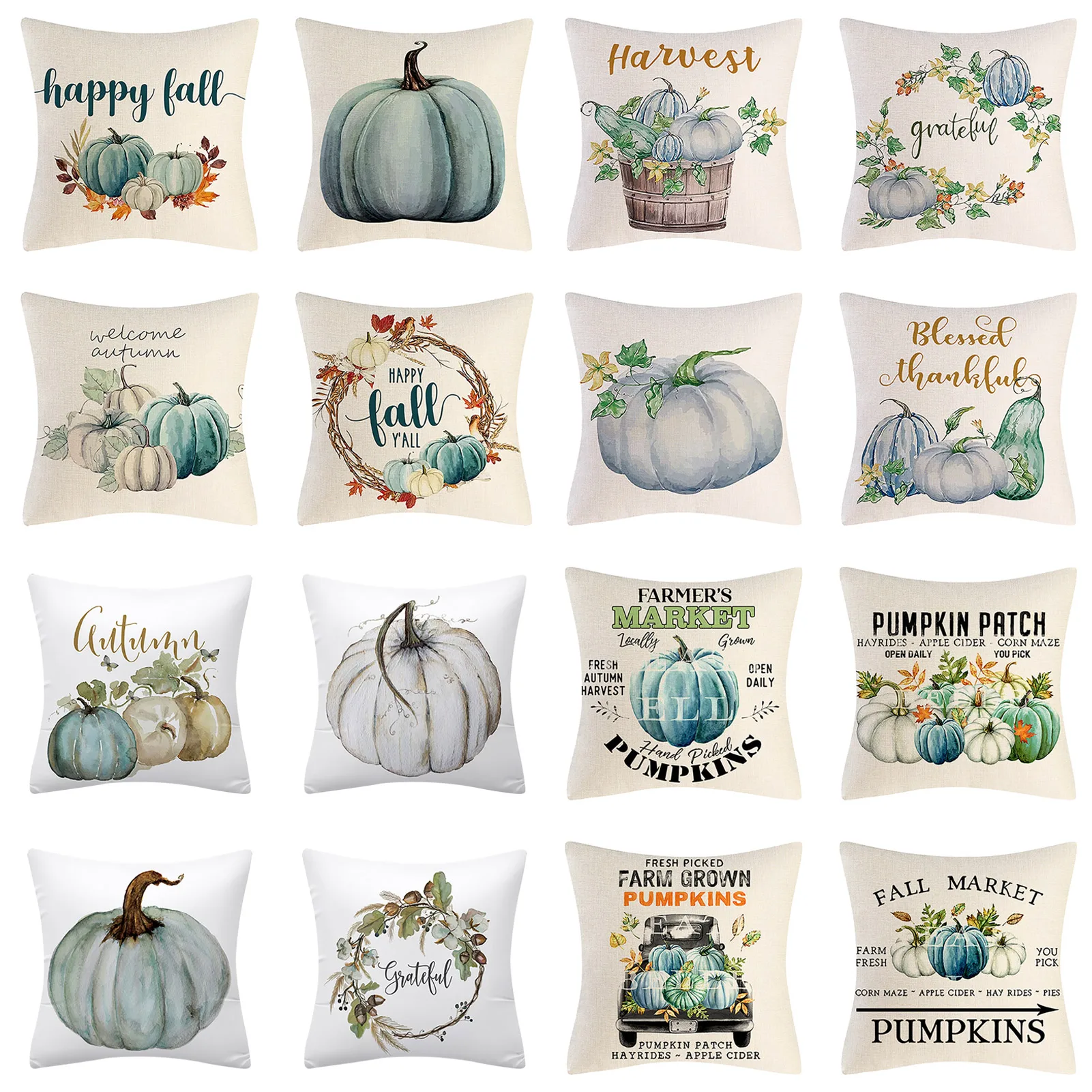 

4 Pack Farmhouse Fall Pillow Covers Thanksgiving Decorative Pillow Covers Pillow Covers Autumn Pumpkin Couch Cover Applied