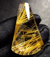 genuine natural gold rutilated quartz rectangle pendant brazil 3622 710mm waelthy women men jewelry brazil aaaaaa