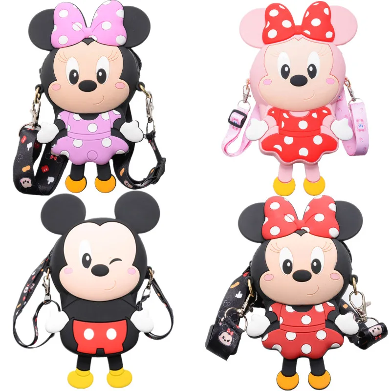 Disney Anime Mickey Minnie Mouse Series Kawaii borsa in Silicone grande borsa a tracolla bambini portamonete giocattoli ragazze regalo di natale