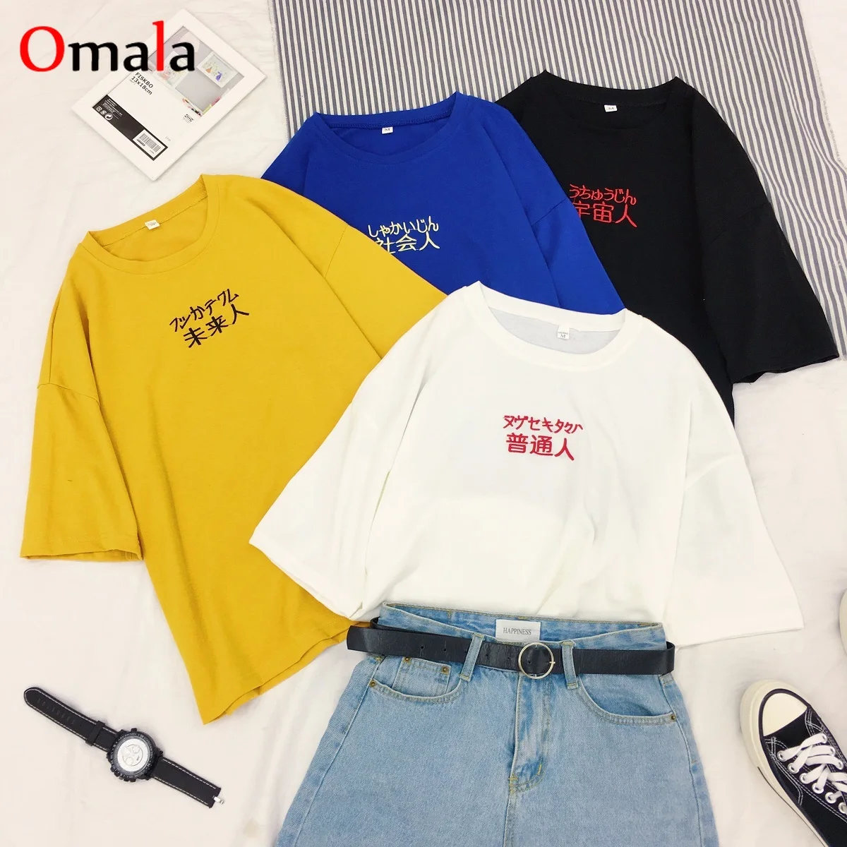 Женская футболка без подкладки базовая в Корейском стиле с коротким рукавом и