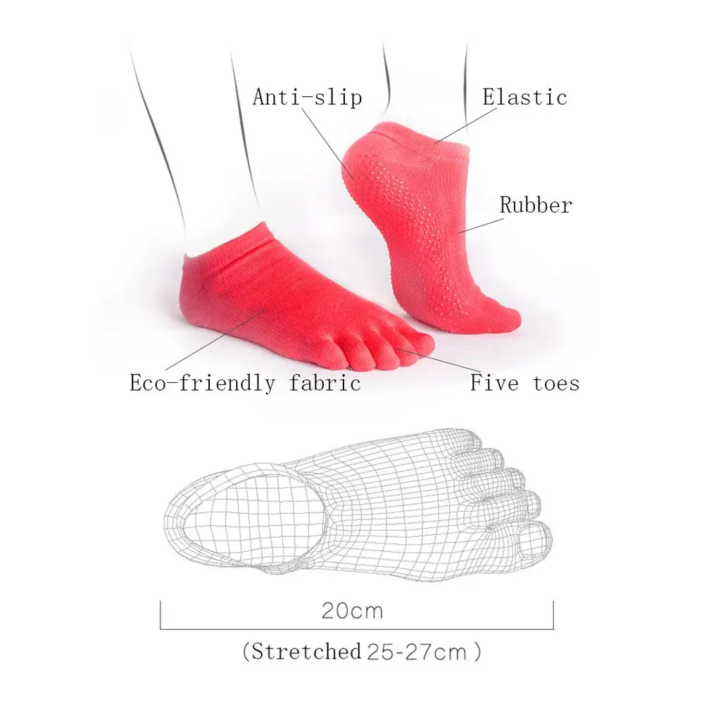 Women Yoga Socks Anti-slip Five Fingers Men Cotton Sport Fitness Pilates Professional Breathable | Спорт и развлечения