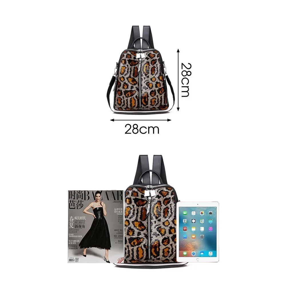 Herald Fashion большой вместительный женский рюкзак Леопардовый принт Оксфорд