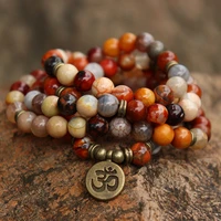108 mala beads wrap bracelet for yoga chakra coffee spot agate natural stone bracelets necklace men women jewelry gift