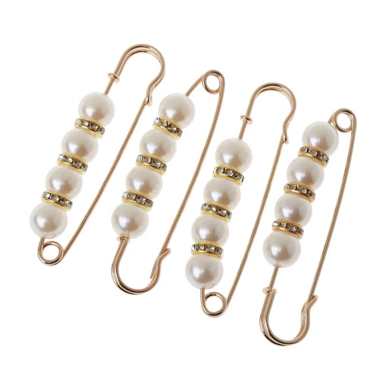 

2021 New Sweater Shawl Clip Double Faux Pearl Brooches Waist Pants Extender Safety Pins