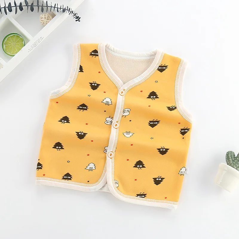 Жилет из 100% хлопка с принтом для малышей толстые безрукавки младенцев верхняя