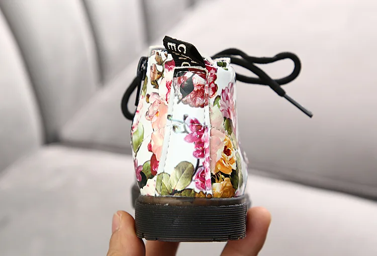 Новые Детские сапожки для мальчиков и девочек с цветочным принтом Цветочный