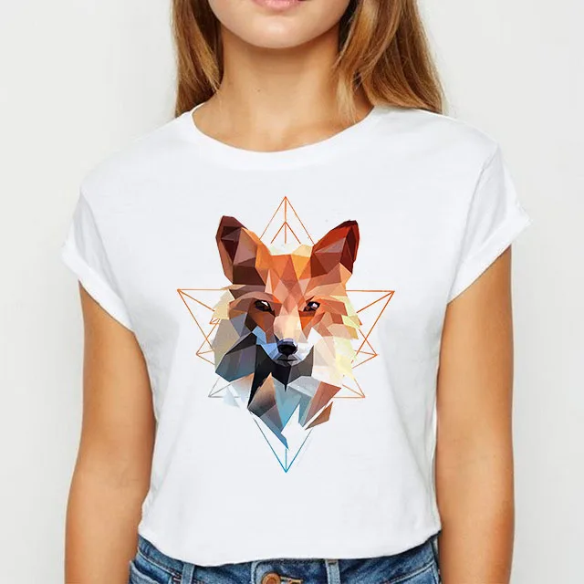 

Harajuku Style Fox T-Shirt Funny Animal Fox Print Tee Shirts Women 90s Clothes Ladies Graphic Tee Top Korean Style Tshirt Female
