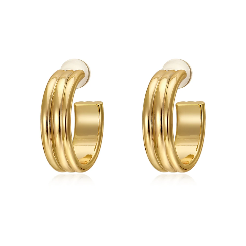 

European and American minimalist metal wire C-shaped earrings personality earrings women's fashion