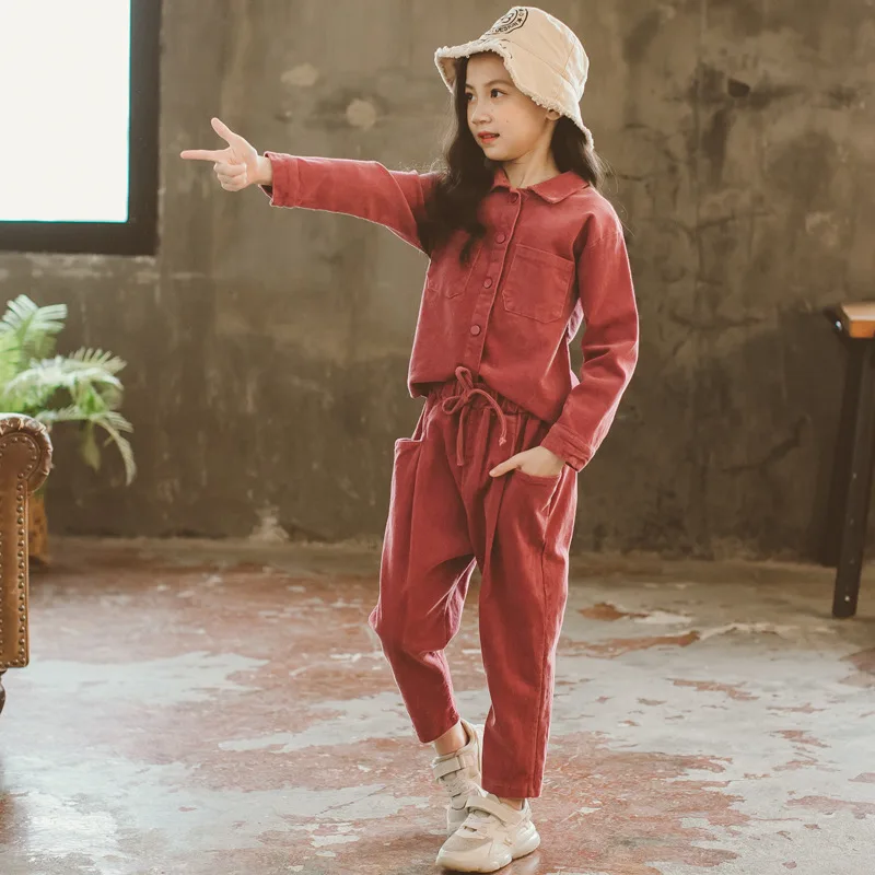 Новинка модная осенняя одежда для девочек подростков на весну и осень ребристый