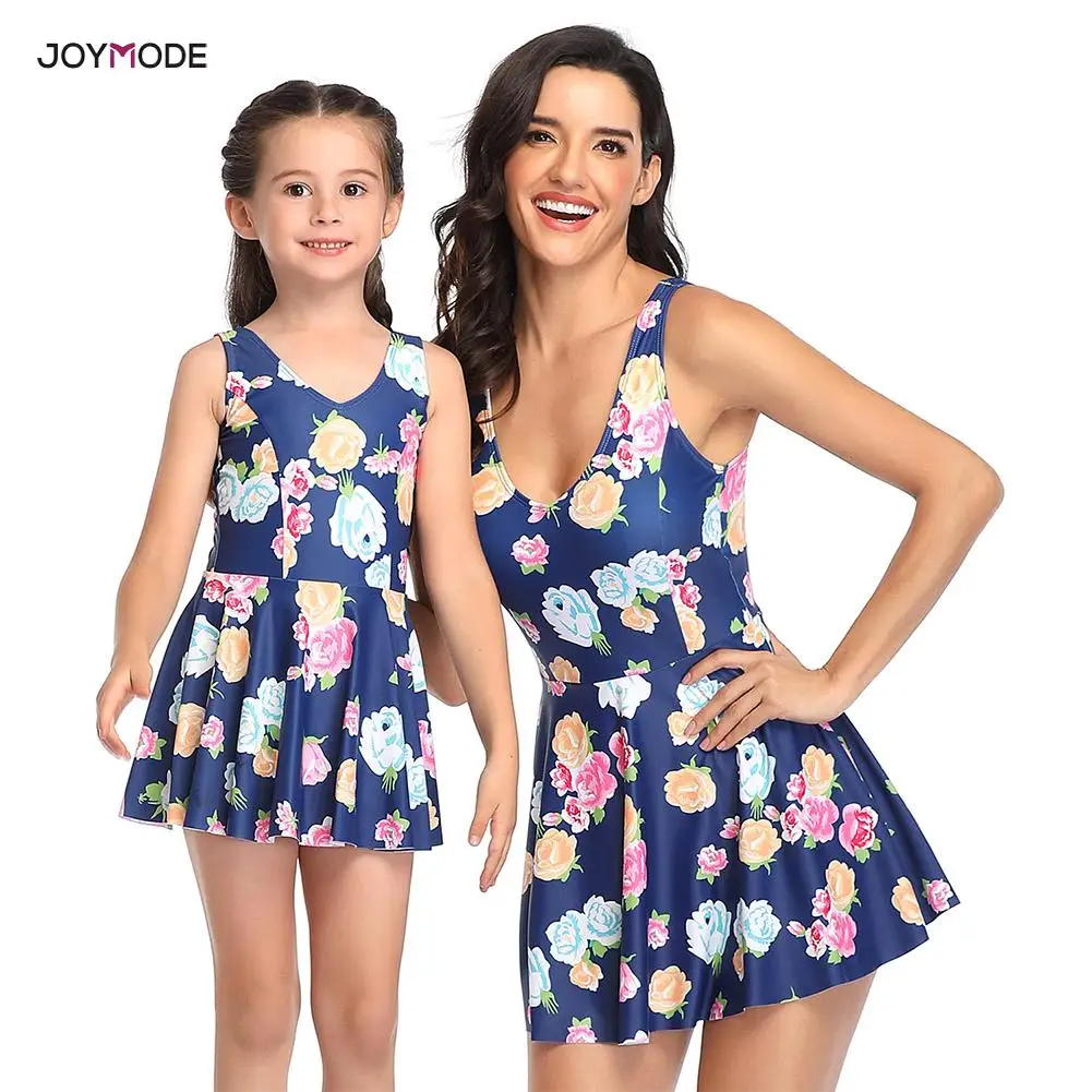 Купальники JOYMODE 2020 для мамы и ребенка Цельный купальник с цветочным принтом