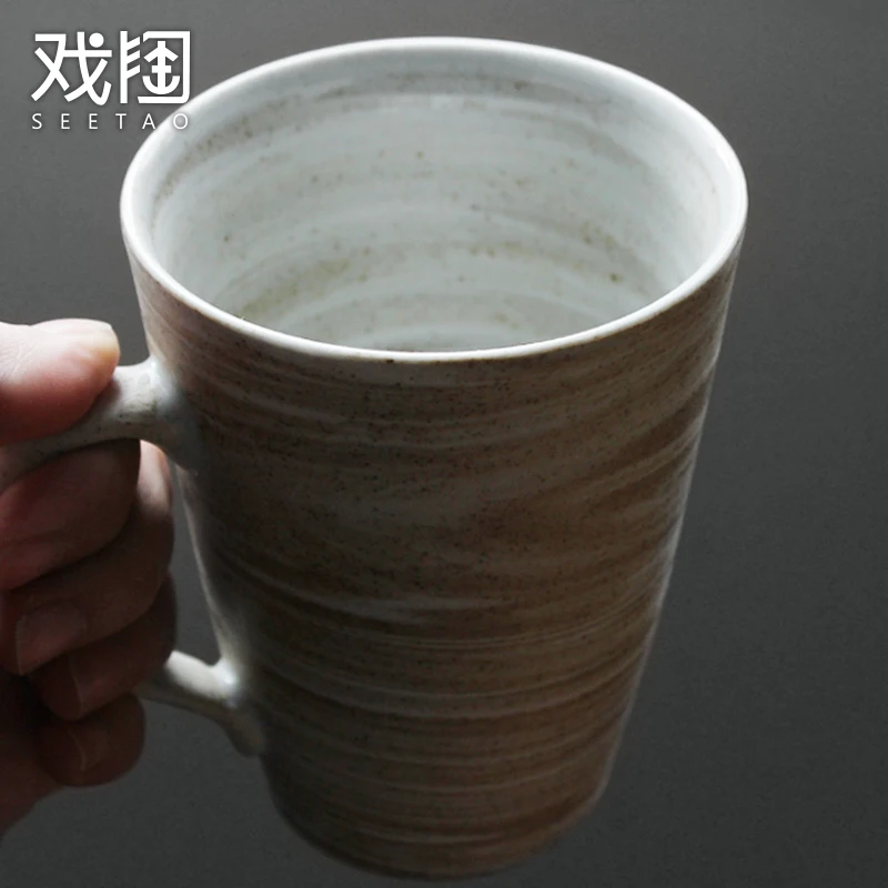Japanese Style Simple Mug Couple with Lid Cup Coffee Stoneware Personalized Have A Nice Day MK666 | Дом и сад