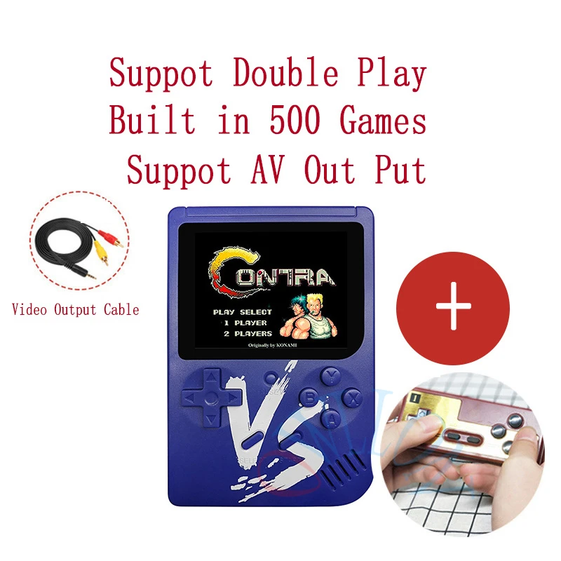 blue add gamepads Мини Портативный игровой плеер Ретро портативная игровая консоль встроенные 500 Игры Поддержка AV выход двойной игры 2,6 дюймов видео игровой плеер - Цвет: blue add gamepads
