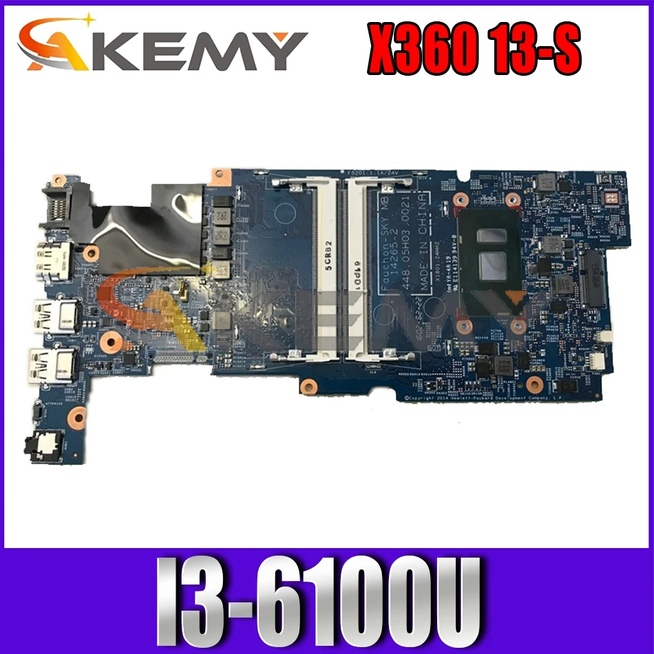 

828606-601 828606-501 For HP X360 13-S I3-6100U Notebook motherboard 14265-2 448.05H03.0021 SR2EU DDR3 Mainboard