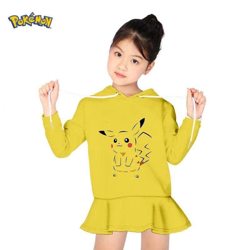 

Аниме периферийные устройства Покемон Пикачу новые осенние тренды платье для девочек с капюшоном платье принцессы Рождественский подарок ...