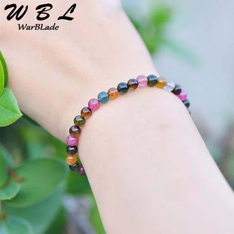 

WBL Natural Stone Colorful Tourmaline Bracelet 5mm-8mm Charm Beads Tourmaline Bracelet Bangles For Men Women High Quality