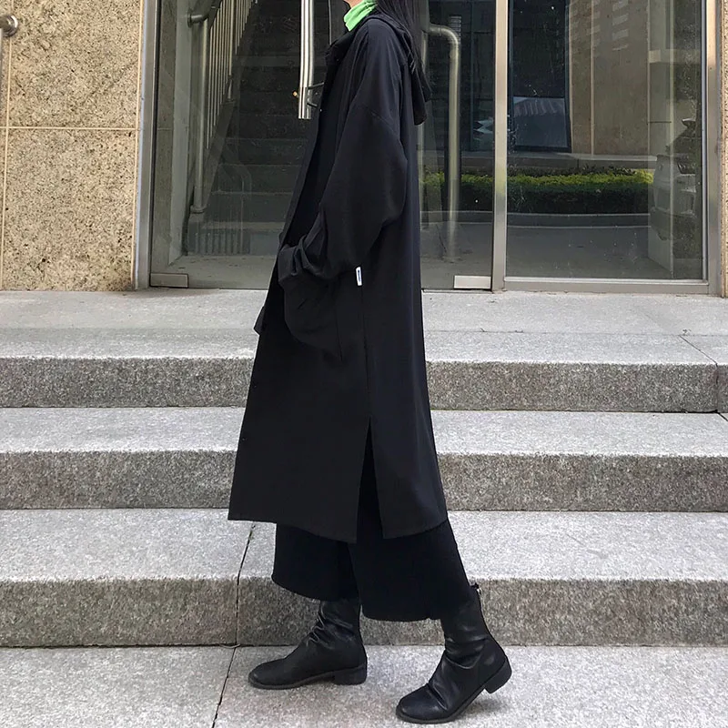 Рубашка для девочек на раннюю осень женский тонкий свободный черный кардиган