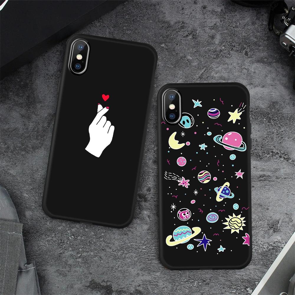Lovely Cartoon Painted TPU Case for iPhone 11 Pro Silicone Matte Full Protective Cover XS XR X Max Phone Bags |