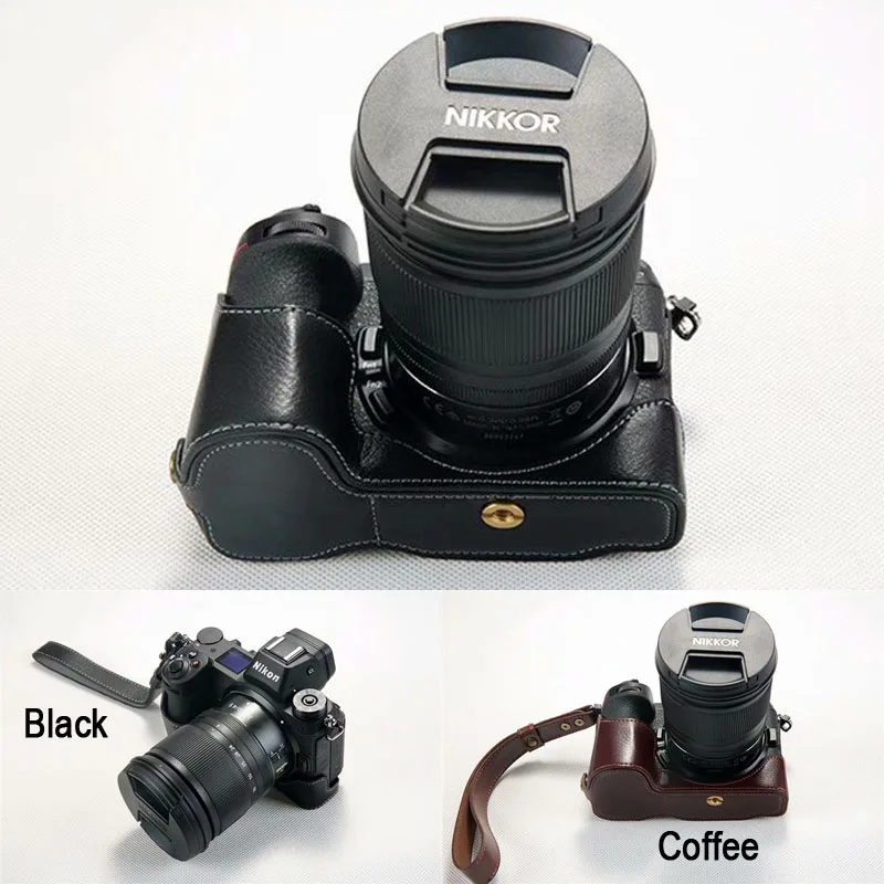 

Genuine Real Leather Camera Half case Bag Grip with strap for Nikon Z7 Z6